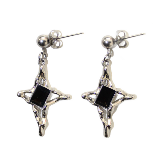 Obsidian Star Earrings